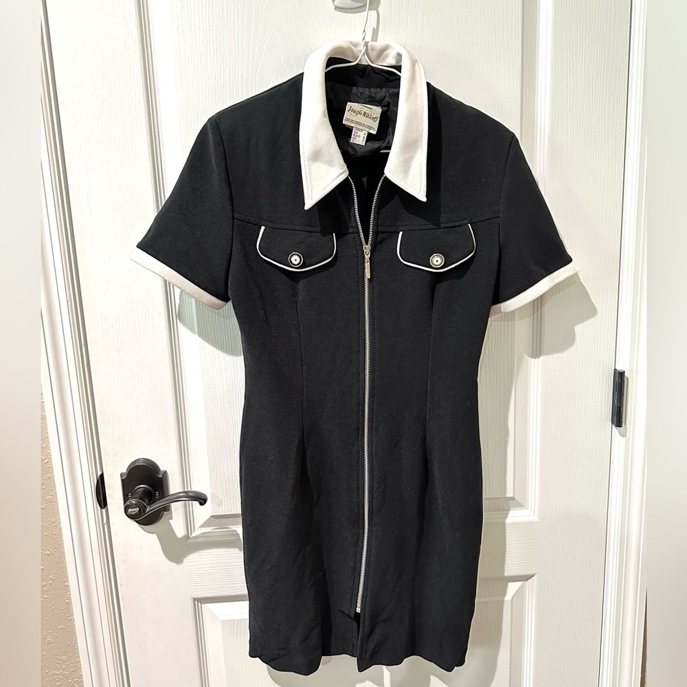 Joseph Ribkoff Vintage Black and White Uniform Sheath Dress Sz 10